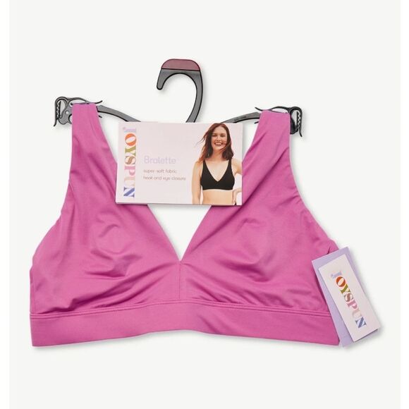 Joyspun Women's Unlined Soft Brushed Plunge Bralette, Size Large - Picture 4 of 12